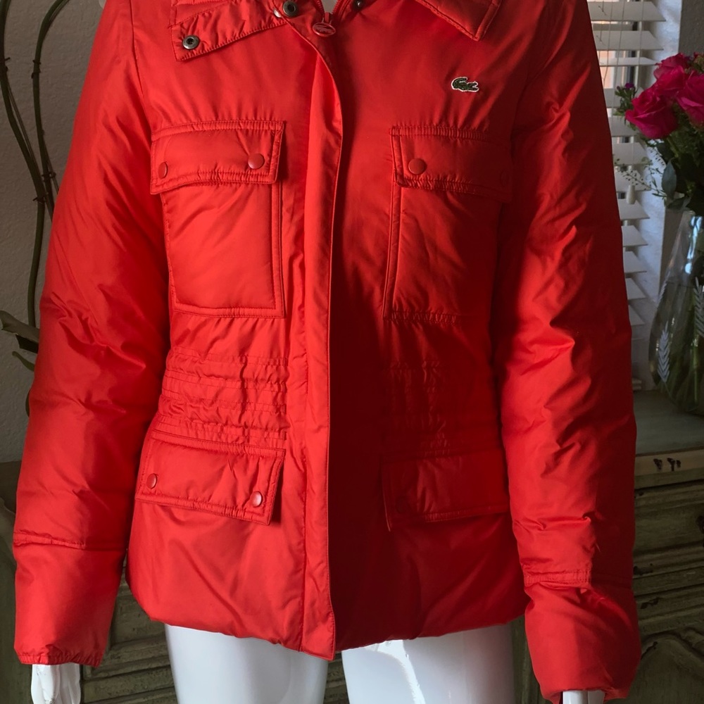 LaCoste Red Orange Winter Jacket Coat Size 40 M/L